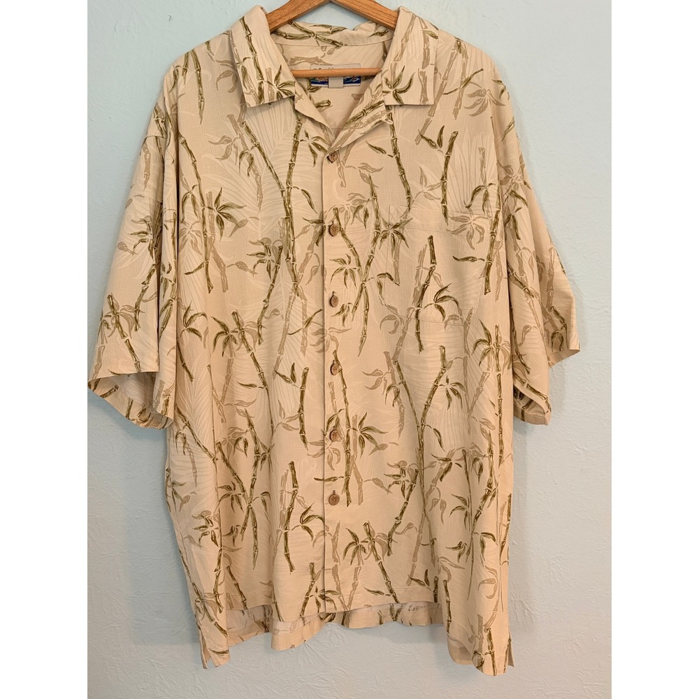 Kahala Hawaiian Islands Mens XXL Silk Bamboo Camp Shirt Beige Aloha Resort - Picture 13 of 13